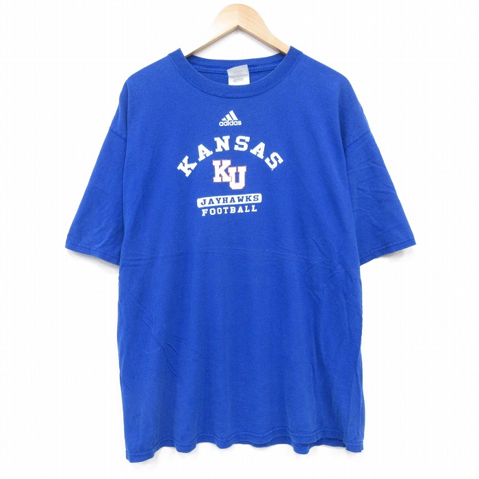アディダス 00s 半袖Tシャツ カンザスジェイホークス ブルー XL | 古着