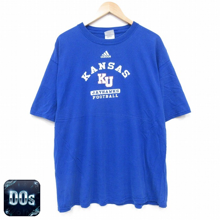 アディダス 00s 半袖Tシャツ カンザスジェイホークス ブルー XL | 古着