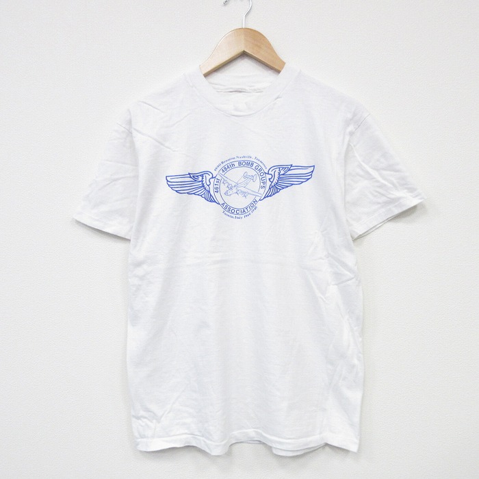 【20%OFF】M★古着 半袖 ビンテージ Tシャツ メンズ 90年代 90s 爆撃機 クルーネック 白 ホワイト 25sep02 中古