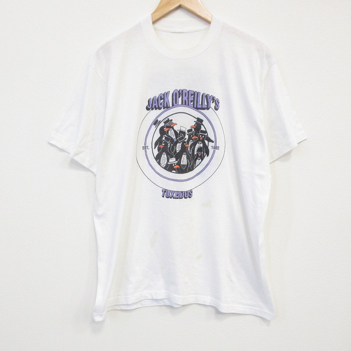 XL★古着 半袖 ビンテージ Tシャツ メンズ 00年代 00s ペンギン 両面プリント クルーネック 白 ホワイト 25sep02 中古