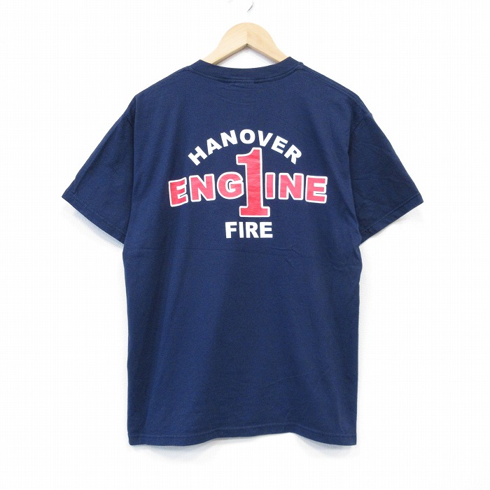 L★古着 フルーツオブザルーム 半袖 ビンテージ Tシャツ メンズ 00年代 00s ENG1INE クルーネック 紺 ネイビー 25sep02 中古