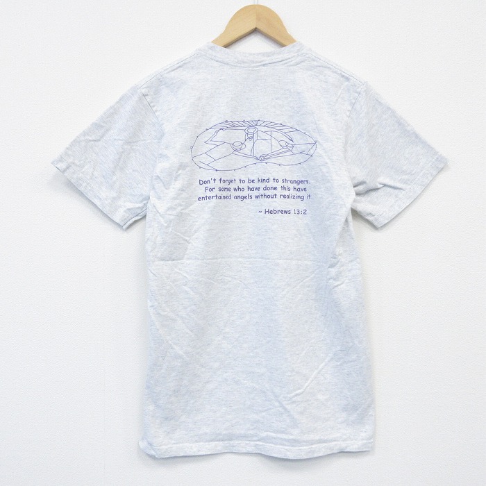 M★古着 半袖 ビンテージ Tシャツ メンズ 00年代 00s メッセージ コットン クルーネック USA製 薄グレー 霜降り 25sep02 中古
