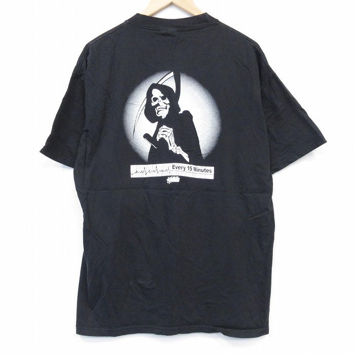 XL★古着 ヘインズ Hanes 半袖 ビンテージ Tシャツ メンズ 00年代 00s 死神 コットン クルーネック 黒 ブラック 25sep02 中古