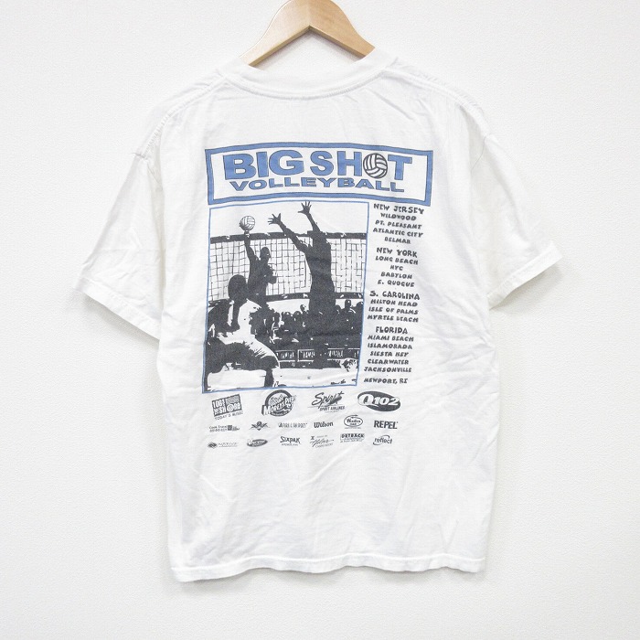 L★古着 半袖 ビンテージ Tシャツ メンズ 00年代 00s バレーボール 企業広告 コットン クルーネック 白 ホワイト 25sep05 中古