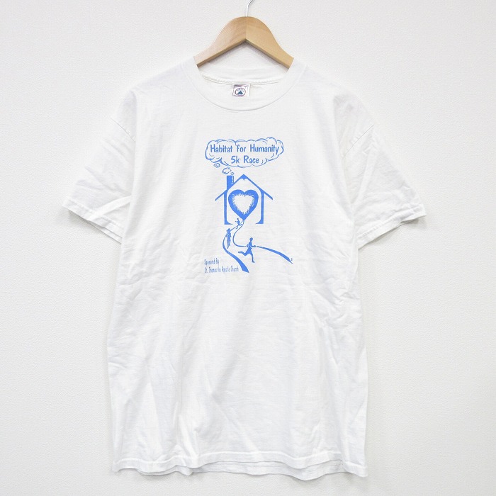 L★古着 半袖 ビンテージ Tシャツ メンズ 00年代 00s ハート コットン クルーネック 白 ホワイト 25sep05 中古