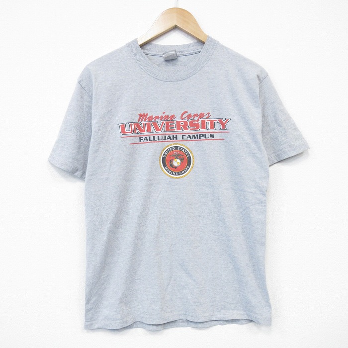 M★古着 ヘインズ Hanes 半袖 ビンテージ Tシャツ メンズ 00年代 00s USMC クルーネック グレー 霜降り 25sep05 中古