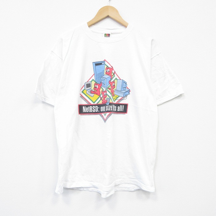 XL★古着 フルーツオブザルーム 半袖 ビンテージ Tシャツ メンズ 00年代 00s デビル コットン クルーネック 白 ホワイト 【spe】 25sep02 中古