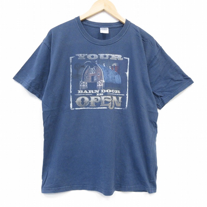L★古着 半袖 ビンテージ Tシャツ メンズ 00年代 00s OPEN コットン クルーネック 紺 ネイビー 25sep02 中古