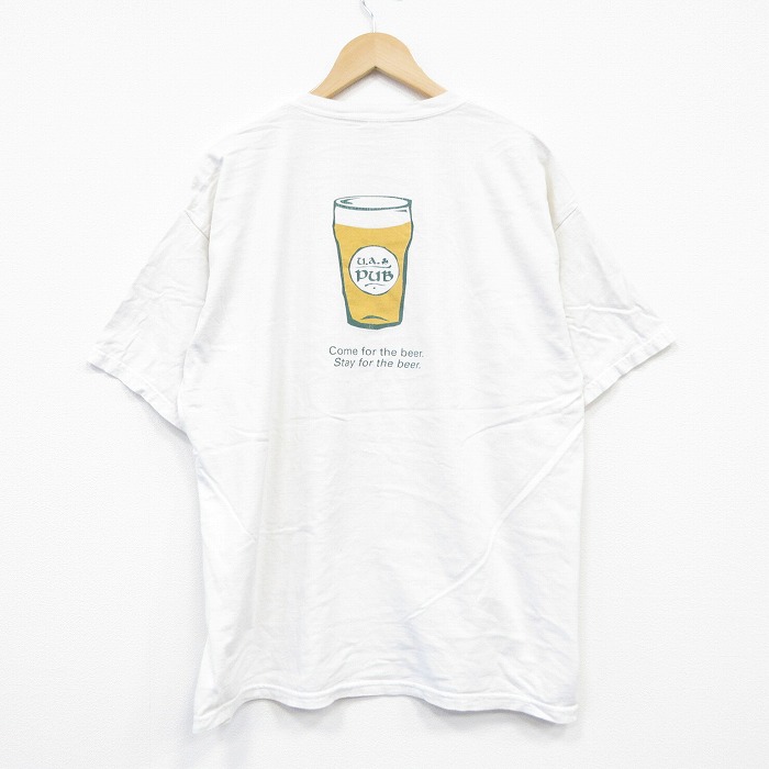 XL★古着 半袖 ビンテージ Tシャツ メンズ 00年代 00s PUB 大きいサイズ コットン クルーネック 白 ホワイト 25sep02 中古