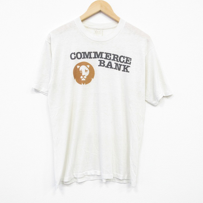 【20%OFF】M★古着 半袖 ビンテージ Tシャツ メンズ 80年代 80s ライオン クルーネック 白 ホワイト 霜降り 25sep02 中古