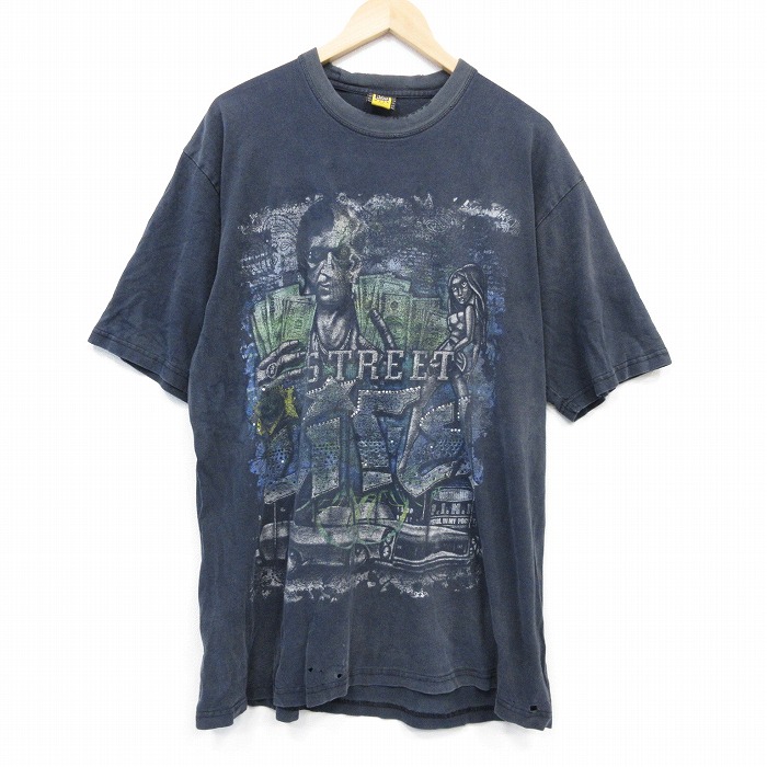 XL★古着 半袖 ビンテージ Tシャツ メンズ 00年代 00s ストリートライブ 大きいサイズ ボロ コットン クルーネック USA製 黒 ブラック 【spe】 25sep02 中古