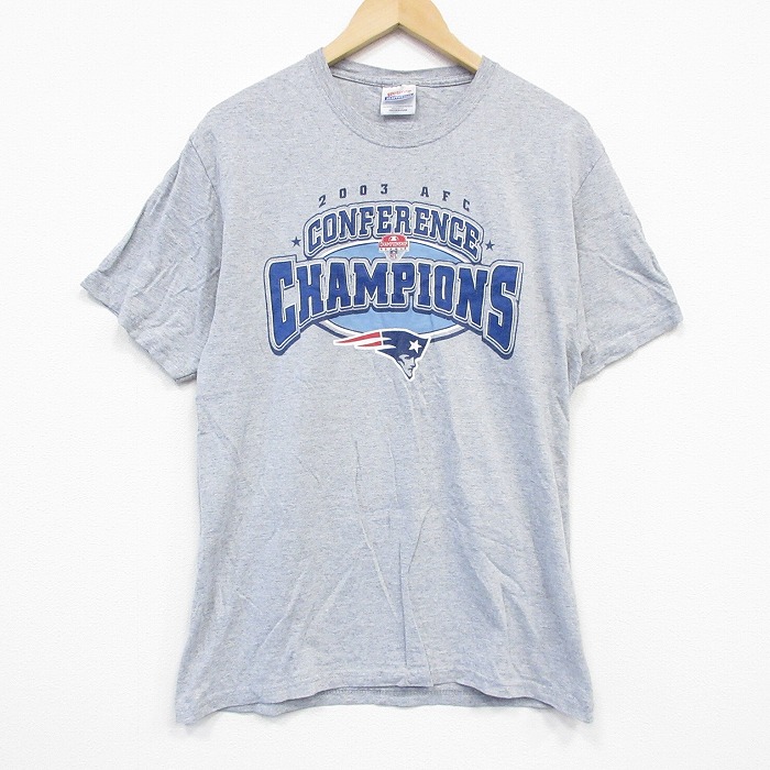 【50%OFF】ヘインズ 00s 半袖Tシャツ NFLニューイングランドペイトリオッツ グレー M | 古着