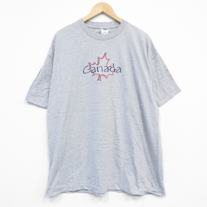 00s 半袖Tシャツ カナダ刺繍 グレー XL | 古着