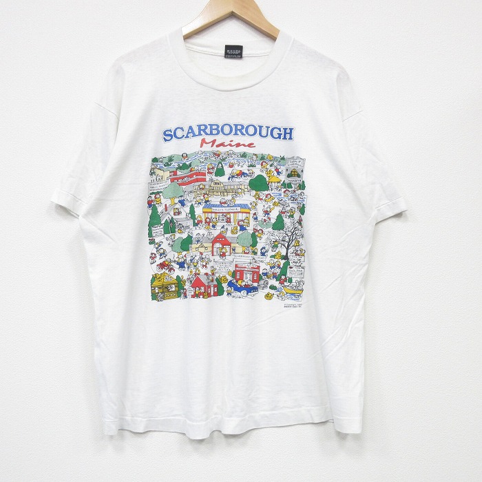 XL★古着 スクリーンスターズ 半袖 ビンテージ Tシャツ メンズ 90年代 90s 街 クルーネック USA製 白 ホワイト 【spe】 25sep04 中古