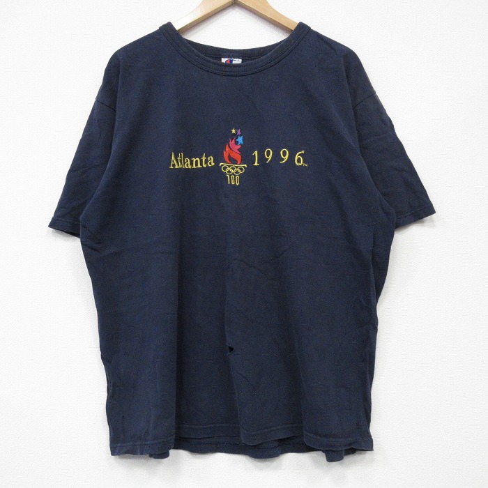 チャンピオン 90s 半袖Tシャツ アトランタオリンピック刺繍 ネイビー XL | 古着