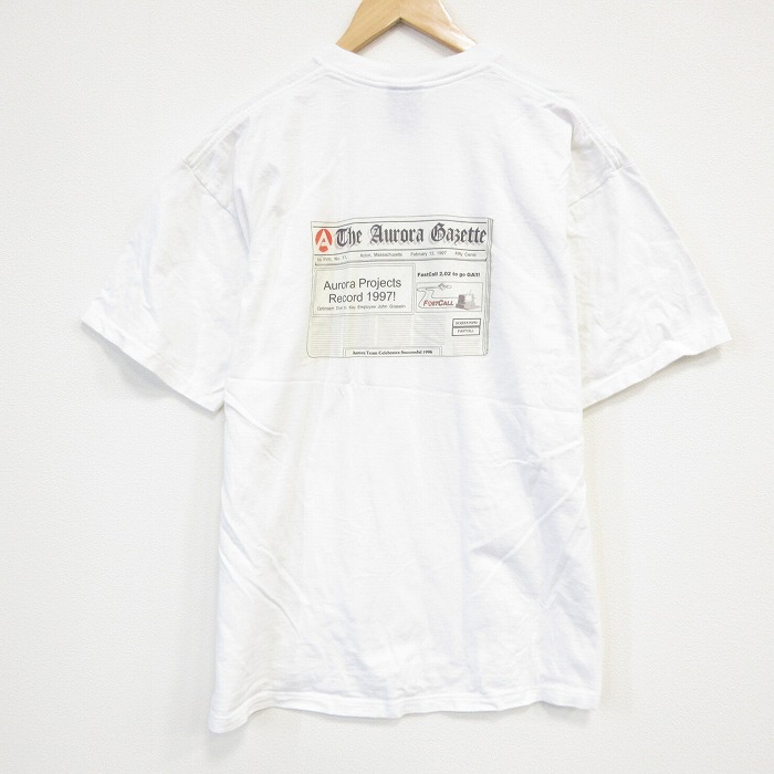 XL★古着 半袖 ビンテージ Tシャツ メンズ 90年代 90s Aurora コットン クルーネック 白 ホワイト 【spe】 25sep04 中古