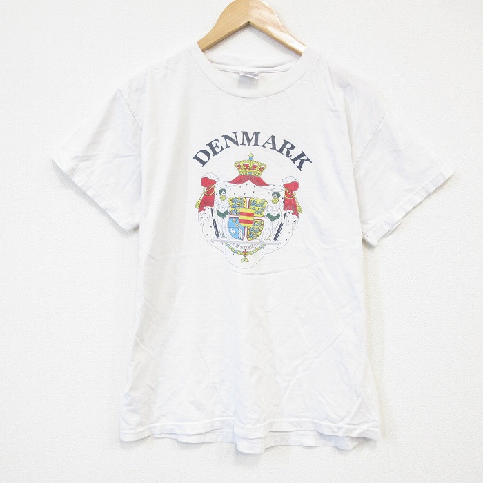 L★古着 半袖 ビンテージ Tシャツ メンズ 00年代 00s デンマーク コットン クルーネック 白 ホワイト 25sep04 中古