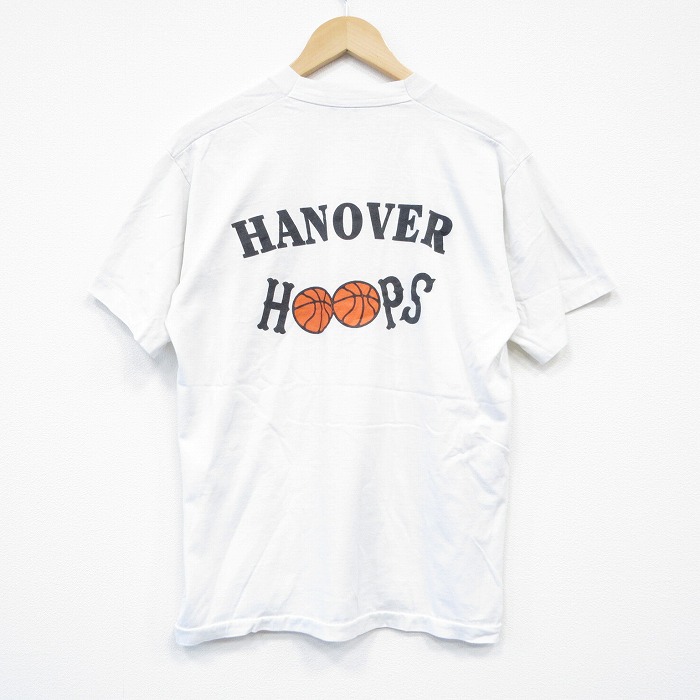 L★古着 フルーツオブザルーム 半袖 ビンテージ Tシャツ メンズ 90年代 90s バスケットボール クルーネック USA製 白 ホワイト 25sep06 中古