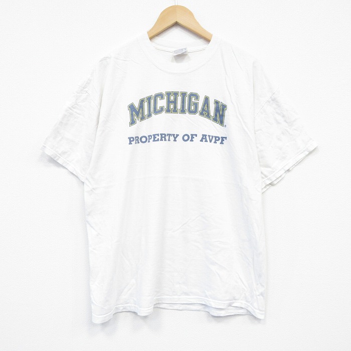 【20%OFF】XL★古着 ヘインズ Hanes 半袖 ビンテージ Tシャツ メンズ 00年代 00s ミシガン コットン クルーネック 白 ホワイト 25sep06 中古
