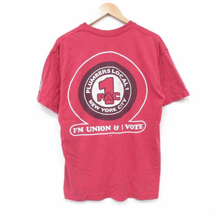 L★古着 半袖 ビンテージ Tシャツ メンズ 90年代 90s ニューヨークシティ コットン クルーネック USA製 赤 レッド 25sep06 中古