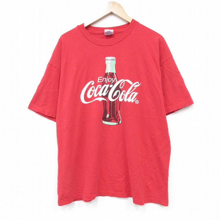 【20%OFF】XL★古着 ヘインズ Hanes 半袖 ビンテージ Tシャツ メンズ 00年代 00s コカコーラ 大きいサイズ コットン クルーネック 赤 レッド 25sep06 中古