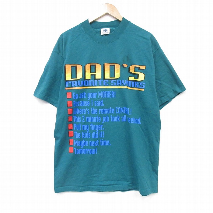 90s 半袖Tシャツ メッセージ グリーン XL | 古着
