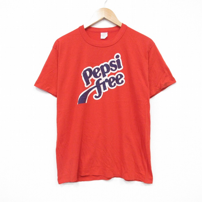 M★古着 半袖 ビンテージ Tシャツ メンズ 80年代 80s Pepsi Free ラジオ局 クルーネック USA製 赤 レッド 25sep06 中古