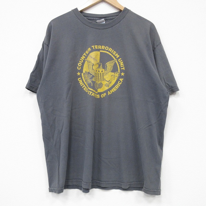 XL★古着 半袖 ビンテージ Tシャツ メンズ 00年代 00s COUNTER コットン クルーネック 濃グレー 25sep08 中古