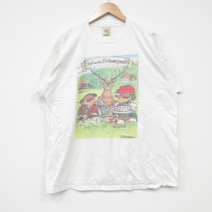 【20%OFF】XL★古着 ジャージーズ 半袖 ビンテージ Tシャツ メンズ 90年代 90s シカ コットン クルーネック USA製 白 ホワイト 25sep08 中古