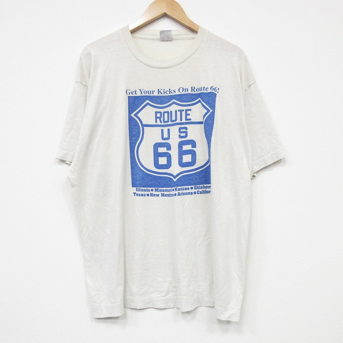 XL★古着 フルーツオブザルーム 半袖 ビンテージ Tシャツ メンズ 90年代 90s ルート66 クルーネック 白 ホワイト 25sep08 中古