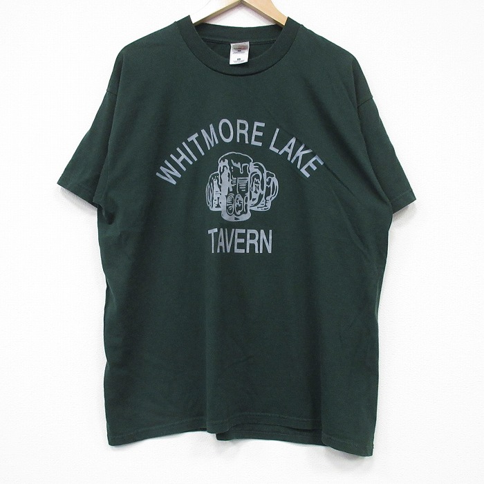 【20%OFF】L★古着 フルーツオブザルーム 半袖 ビンテージ Tシャツ メンズ 00年代 00s ジョッキ クルーネック 緑 グリーン 25sep08 中古