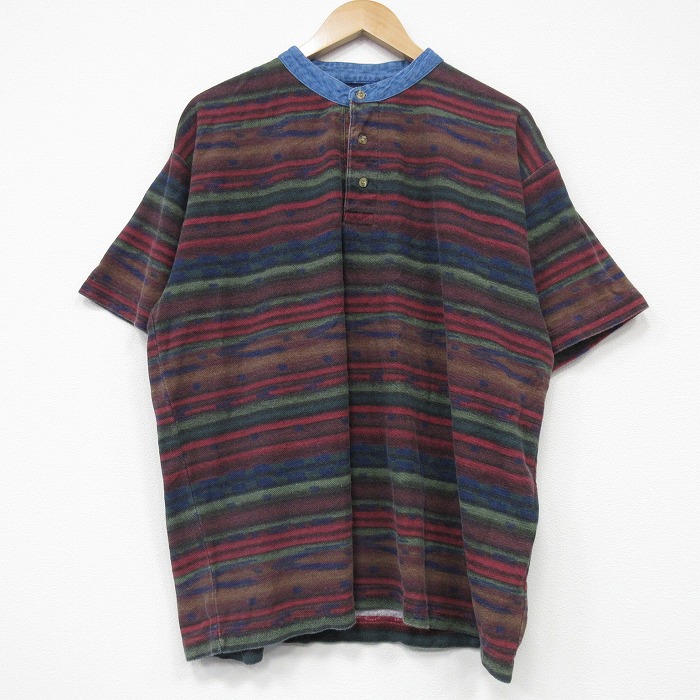 XL★古着 FADED GLORY 半袖 ビンテージ Tシャツ メンズ 00年代 00s 大きいサイズ ヘンリーネック 茶他 ブラウン 25sep08 中古