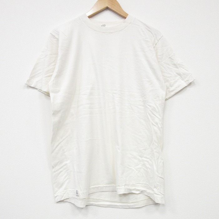 M★古着 ジョッキー 半袖 ビンテージ Tシャツ メンズ 90年代 90s 無地 コットン クルーネック USA製 生成り 【spe】 25sep08 中古