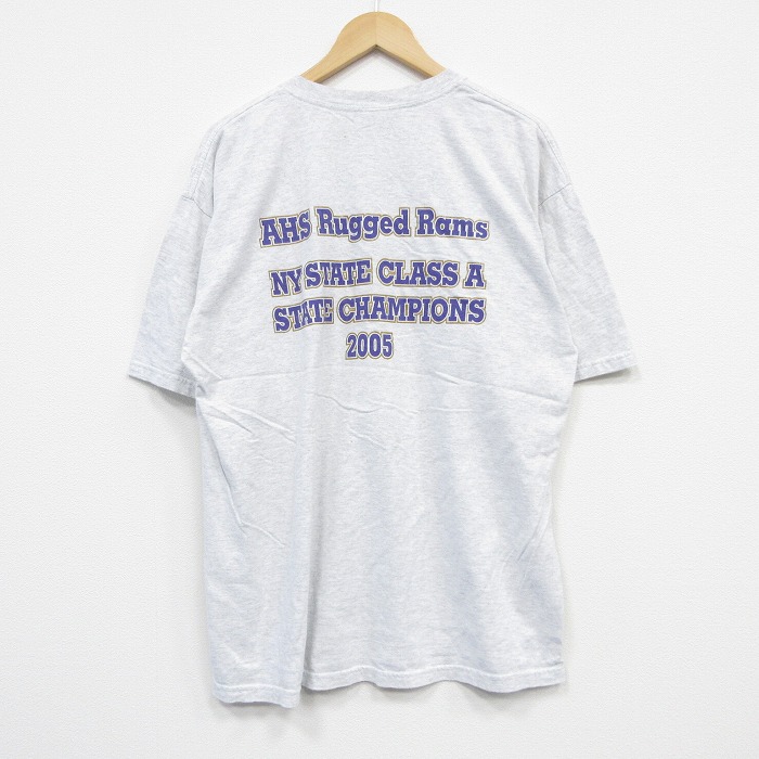 XL★古着 半袖 ビンテージ Tシャツ メンズ 00年代 00s ラムズ 大きいサイズ コットン クルーネック 薄グレー 霜降り 25sep09 中古