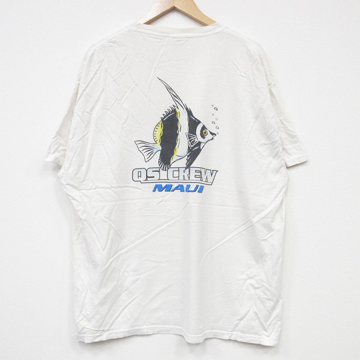 XL★古着 ヘインズ Hanes 半袖 ビンテージ Tシャツ メンズ 00年代 00s 魚 コットン クルーネック 白 ホワイト 【spe】 25sep09 中古