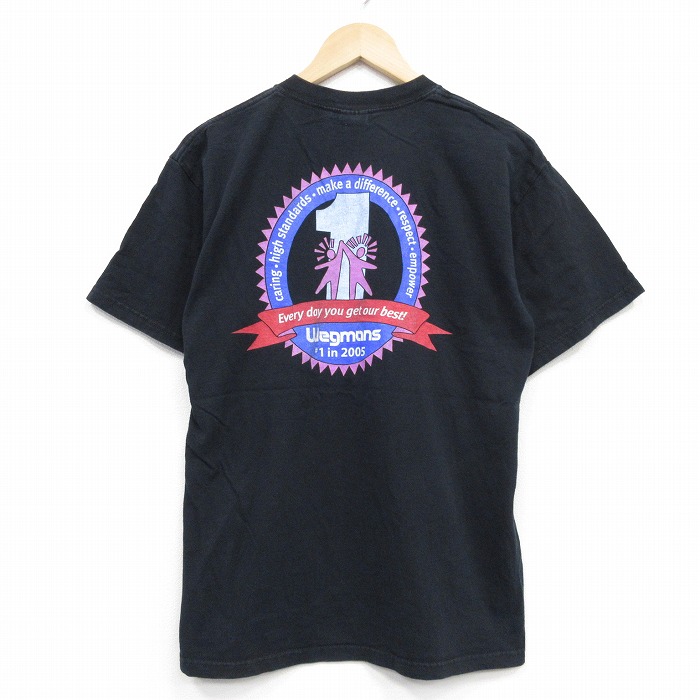 L★古着 半袖 ビンテージ Tシャツ メンズ 00年代 00s Wegmans コットン クルーネック 黒 ブラック 25sep09 中古