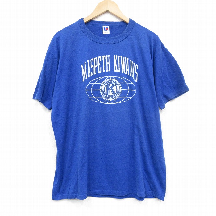 【20%OFF】XL★古着 ラッセル 半袖 ビンテージ Tシャツ メンズ 80年代 80s MASPETH 大きいサイズ クルーネック USA製 青 ブルー 【spe】 25sep10 中古