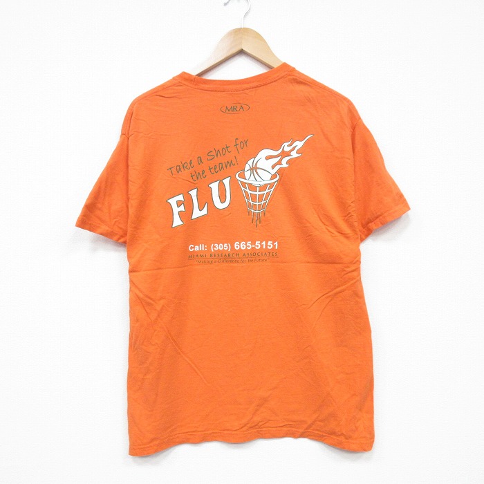 L★古着 ヘインズ Hanes 半袖 ビンテージ Tシャツ メンズ 00年代 00s FLU コットン クルーネック オレンジ 25sep10 中古