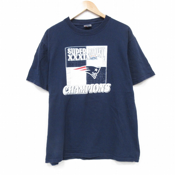 マジェスティック 00s 半袖Tシャツ NFLニューイングランドペイトリオッツ ネイビー L | 古着