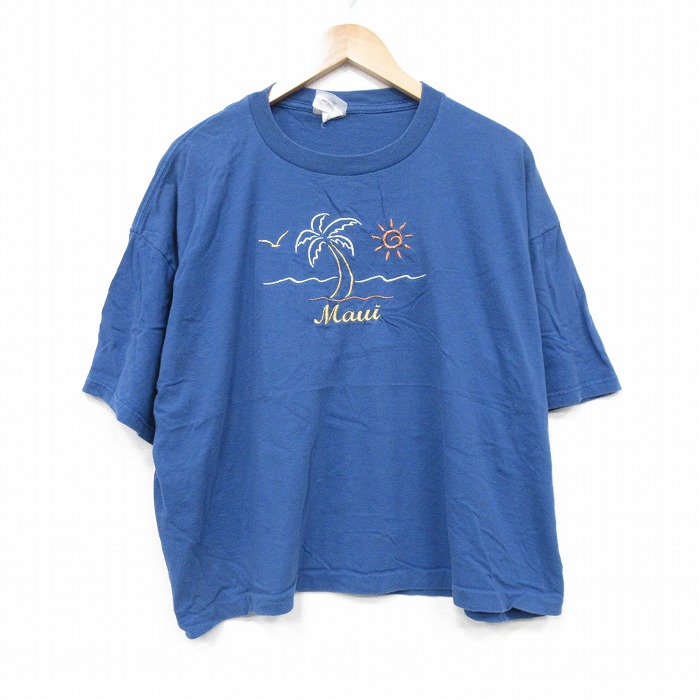 ジャージーズ 00s 半袖Tシャツ マウイ刺繍 ネイビー XL | 古着