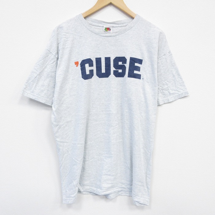 XL★古着 フルーツオブザルーム 半袖 ビンテージ Tシャツ メンズ 00年代 00s CUSE 大きいサイズ コットン クルーネック 薄グレー 霜降り 25sep11 中古