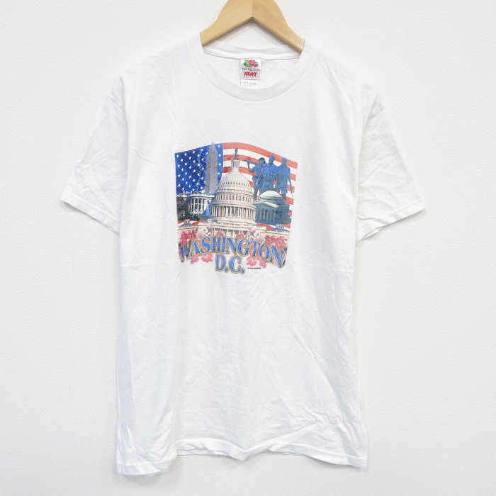 L★古着 フルーツオブザルーム 半袖 ビンテージ Tシャツ メンズ 00年代 00s ワシントンDC コットン クルーネック 白 ホワイト 25sep11 中古