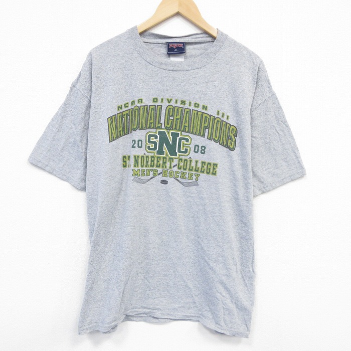 XL★古着 ジャンスポーツ 半袖 ビンテージ Tシャツ メンズ 00年代 00s SNC 大きいサイズ クルーネック グレー 霜降り 25sep11 中古