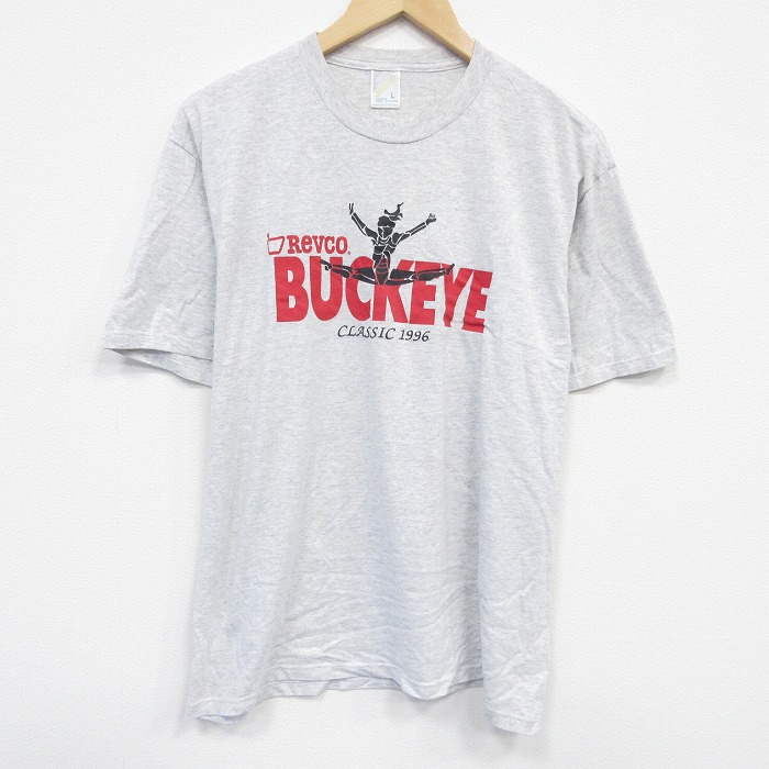 L★古着 ジャージーズ 半袖 ビンテージ Tシャツ メンズ 90年代 90s バックアイ クルーネック USA製 グレー 霜降り 25sep11 中古