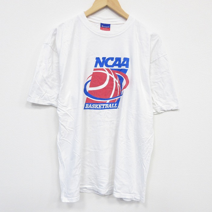 XL★古着 チャンピオン champion 半袖 ビンテージ Tシャツ メンズ 00年代 00s バスケットボール 大きいサイズ コットン クルーネック 白 ホワイト 25sep11 中古