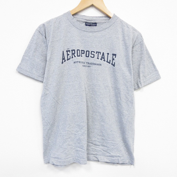 M★古着 エアロポステール AEROPOSTALE 半袖 ビンテージ Tシャツ メンズ 00年代 00s ビッグロゴ クルーネック グレー 霜降り 25sep11 中古