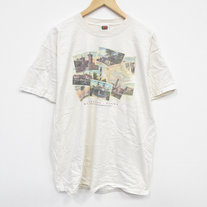 XL★古着 フルーツオブザルーム 半袖 ビンテージ Tシャツ メンズ 00年代 00s フロリダ 大きいサイズ コットン クルーネック 薄ベージュ カーキ 25sep11 中古