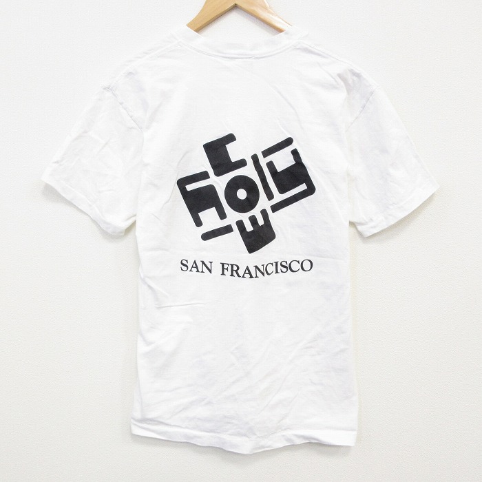 L★古着 半袖 ビンテージ Tシャツ メンズ 90年代 90s サンフランシスコ コットン Vネック USA製 白 ホワイト 25sep11 中古