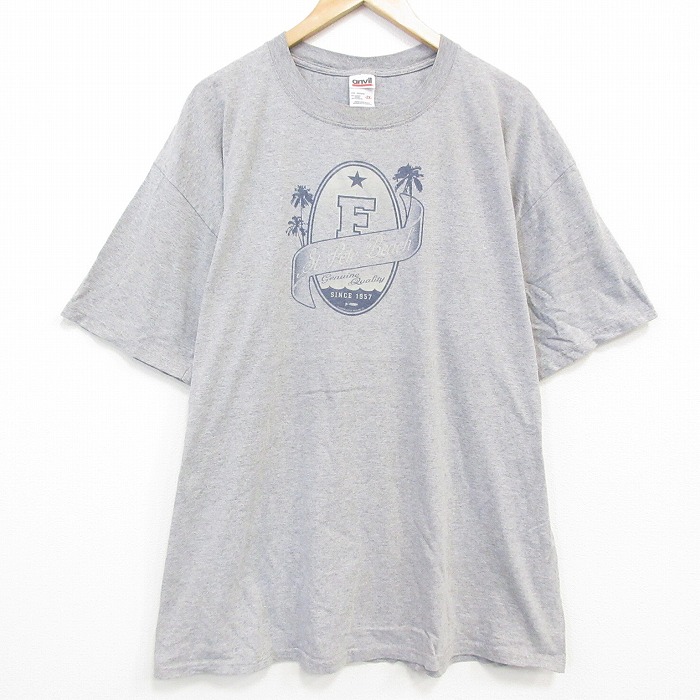 XL★古着 半袖 ビンテージ Tシャツ メンズ 00年代 00s F 大きいサイズ クルーネック グレー 霜降り 25sep11 中古
