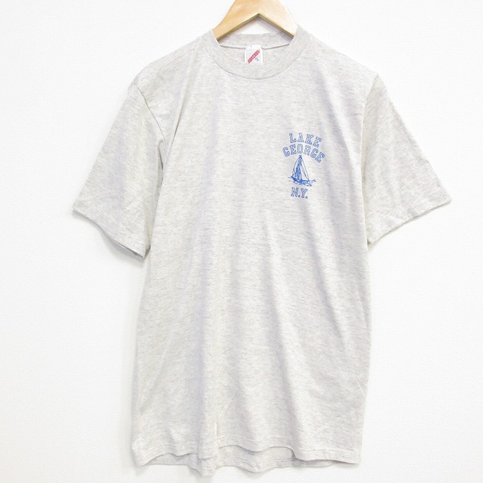 L★古着 ジャージーズ 半袖 ビンテージ Tシャツ メンズ 80年代 80s ヨット クルーネック USA製 薄グレー 霜降り 25sep11 中古